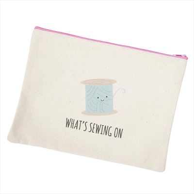What's Sewing On Large Canvas Zipper Bag